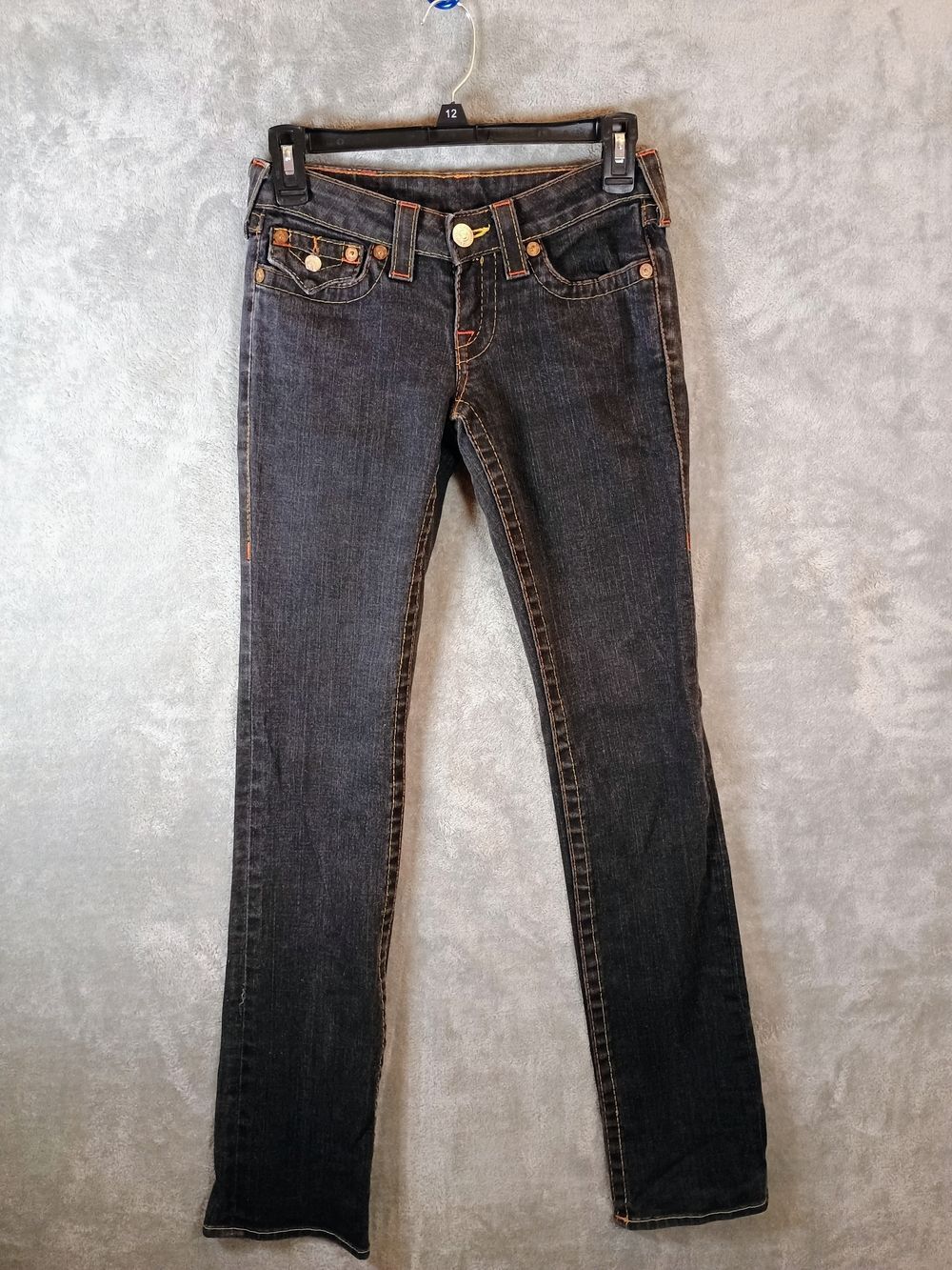 True Religion Y2K Low-Rise Style Women's Jeans with Contrast Stitching Size 25